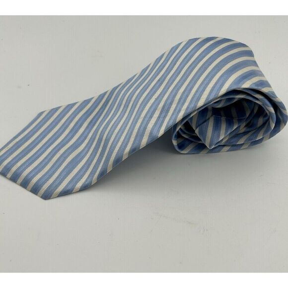 Brooks Brothers Makers Men's Tie Blue Silver Stripes - Picture 2 of 6